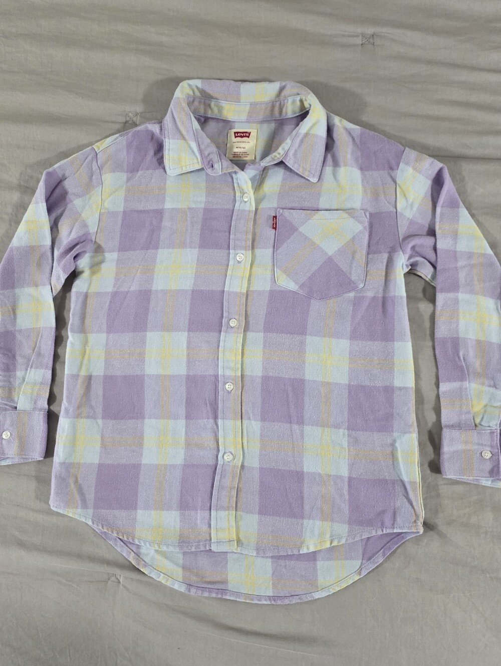 Levi's Girls Purple and Blue Plaid Long Sleeve Flannel Shirt size M 10-12